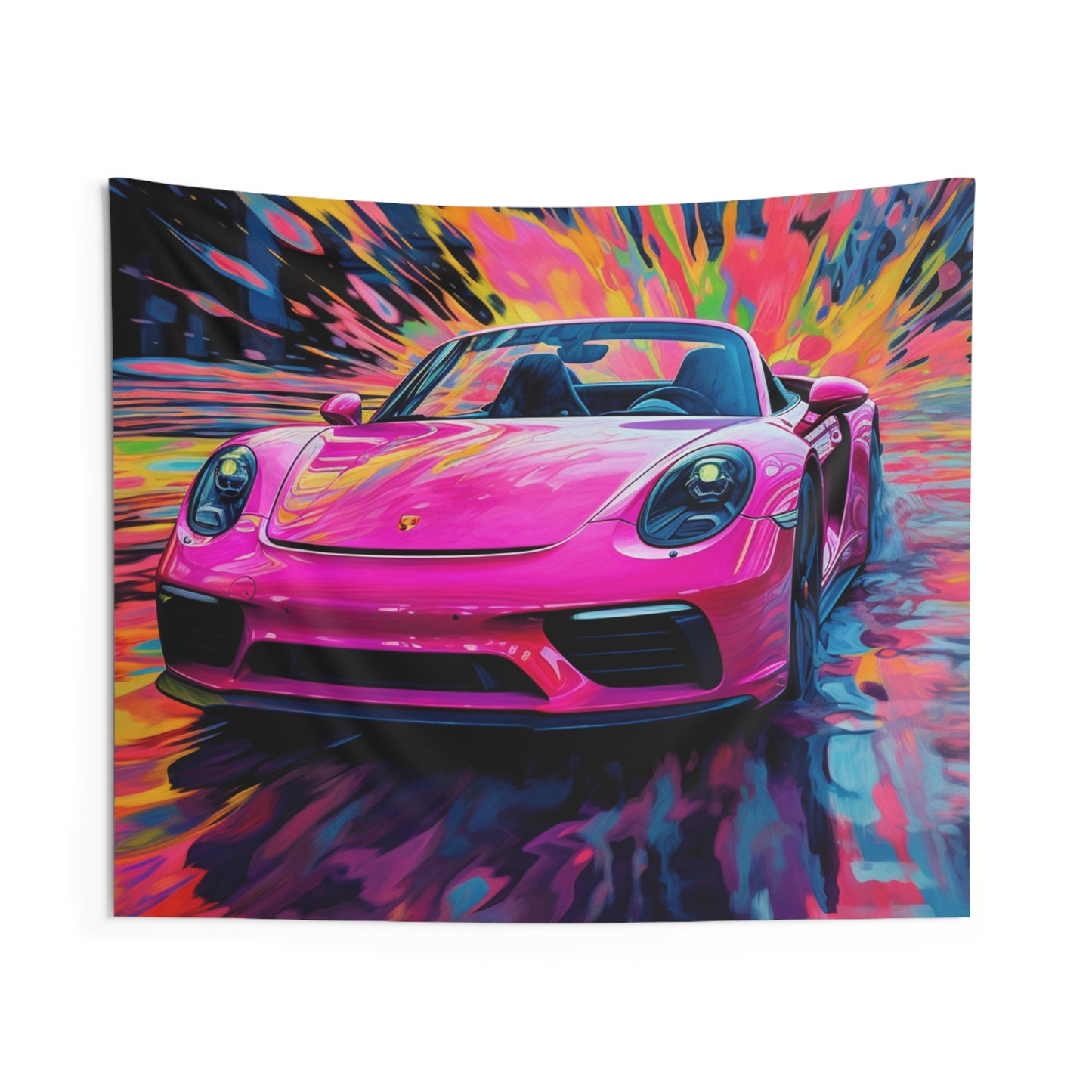 Indoor Wall Tapestries Pink Porsche water fusion 2
