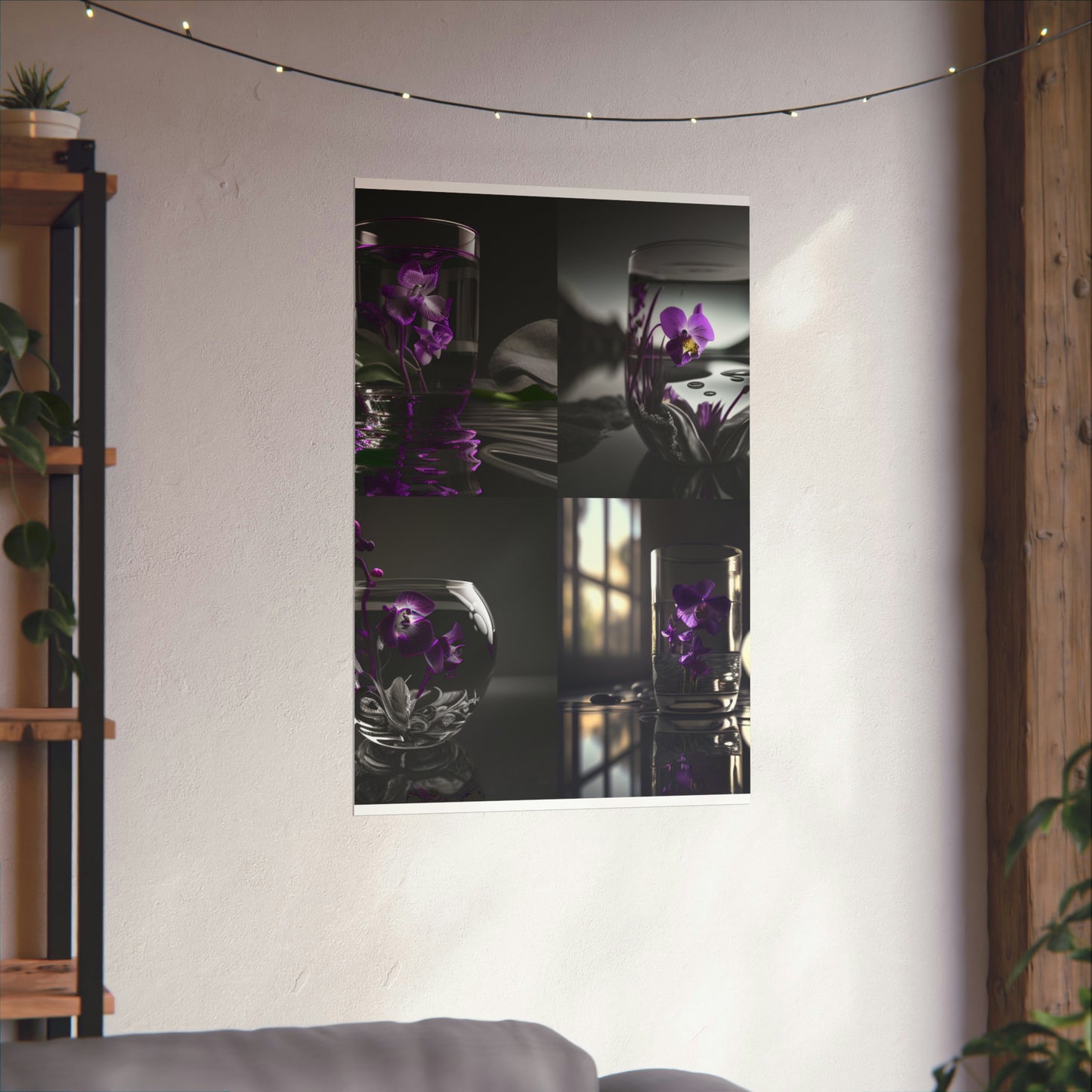 Premium Matte Vertical Posters Purple Orchid Glass vase 5