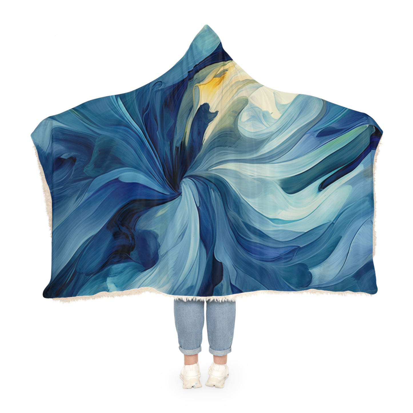 Snuggle Hooded Blanket Blue Tluip Abstract 4