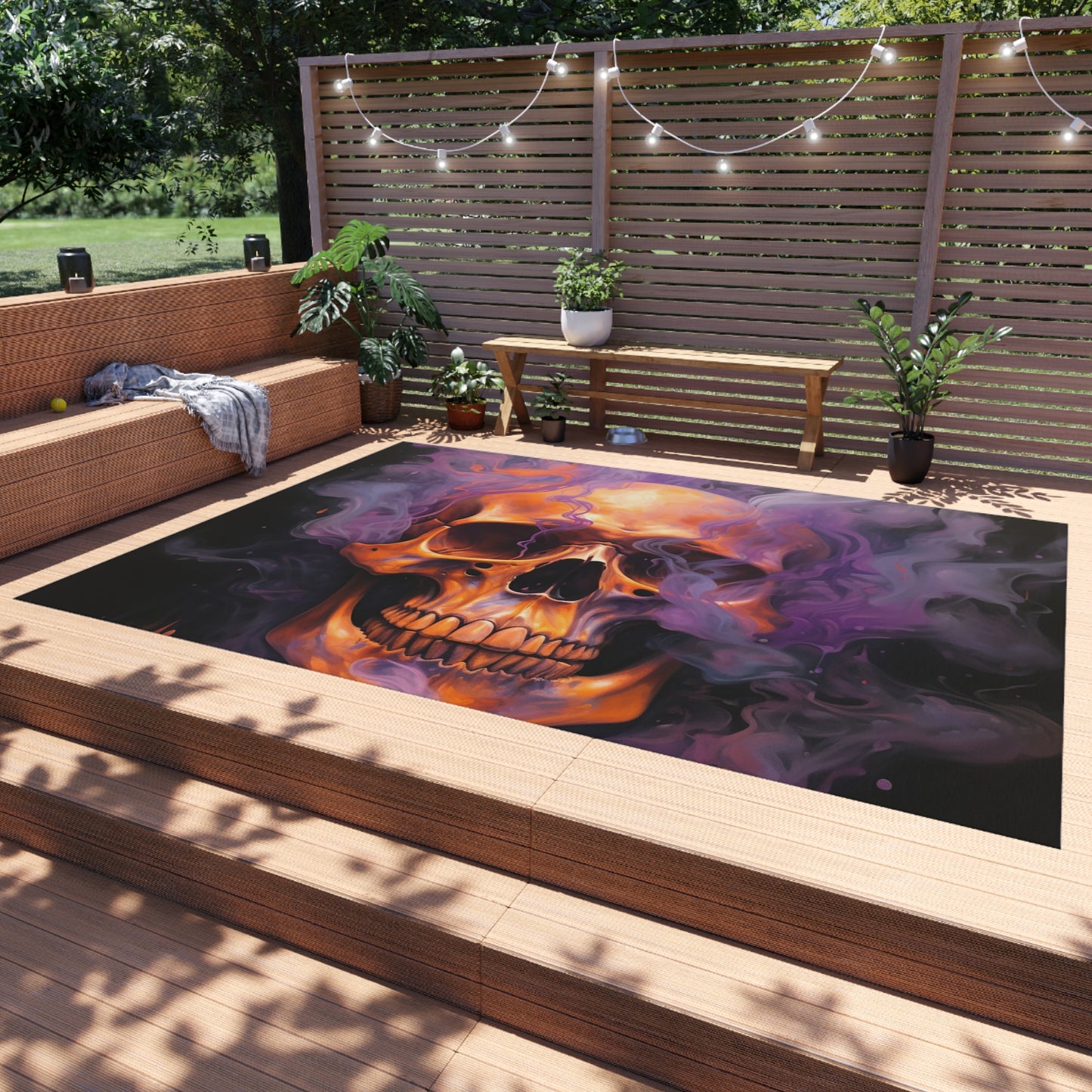 Outdoor Rug  Skull Flames 4