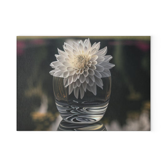 Glass Cutting Board White Dahlia 2