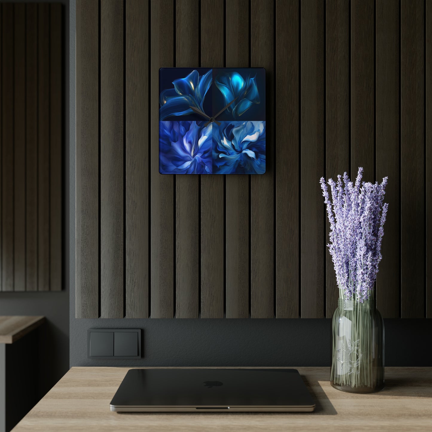 Acrylic Wall Clock Abstract Blue Tulip 5