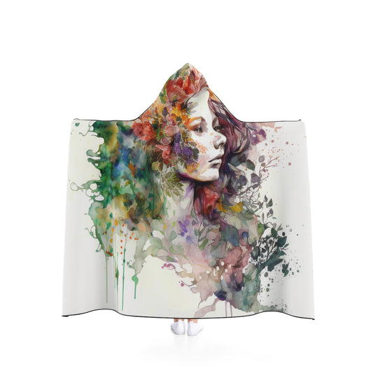 Hooded Blanket Mother Nature Bright Spring Colors Realistic Watercolor 3