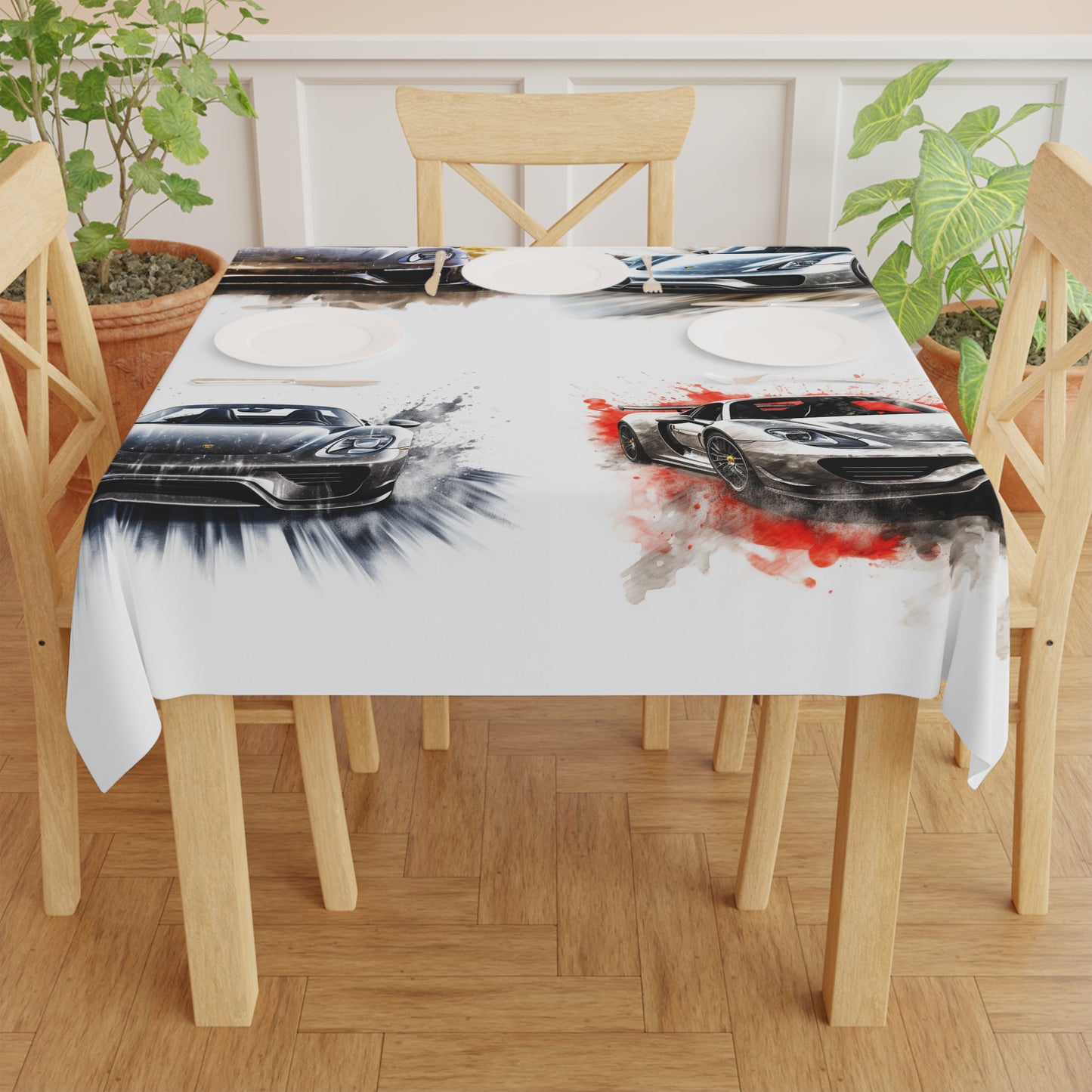 Tablecloth 918 Spyder white background driving fast with water splashing 5