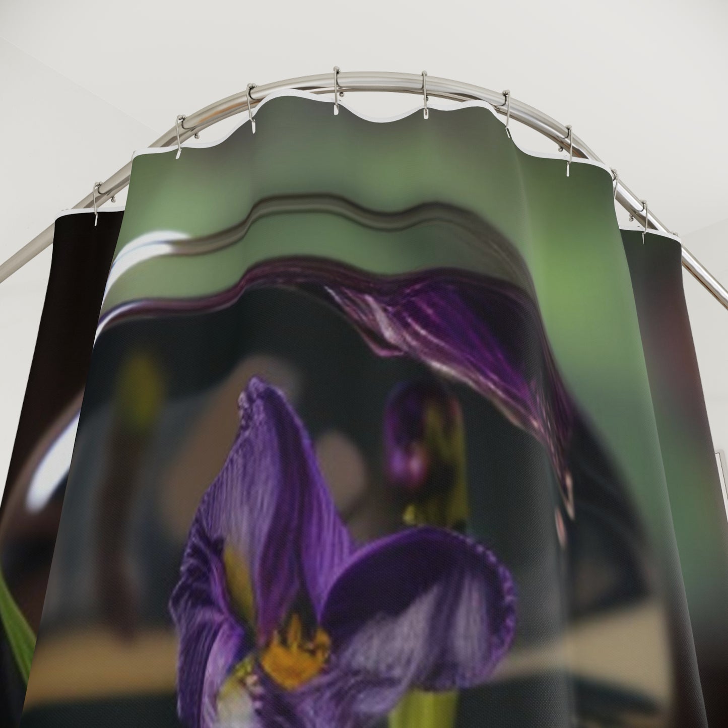 Polyester Shower Curtain Purple Iris in a vase 1