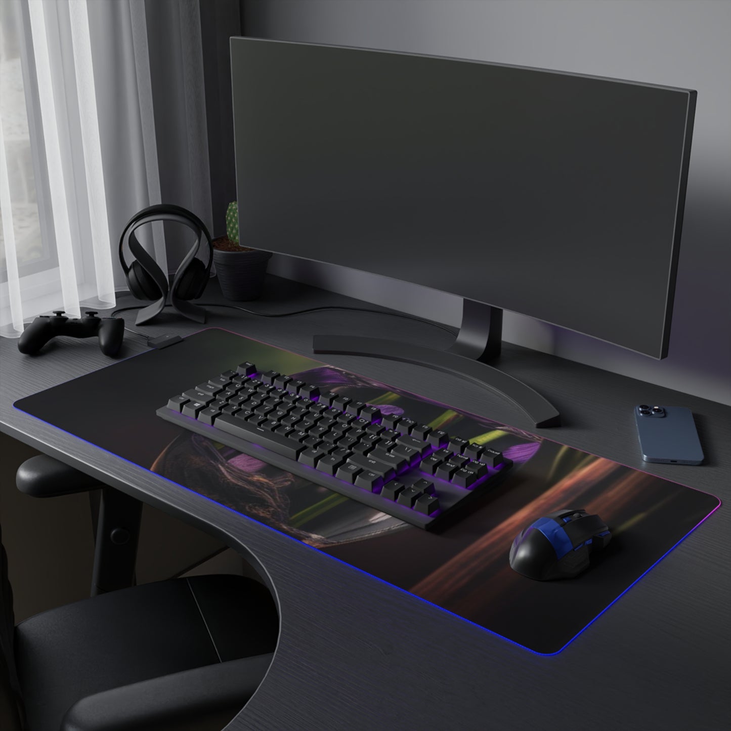 LED Gaming Mouse Pad Purple Iris in a vase 4