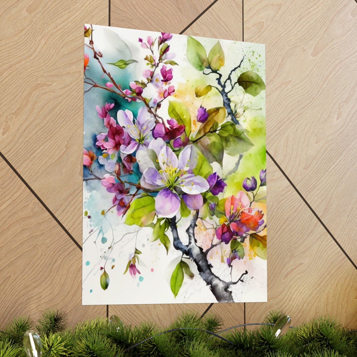 Premium Matte Vertical Posters Mother Nature Bright Spring Colors Realistic Watercolor 4