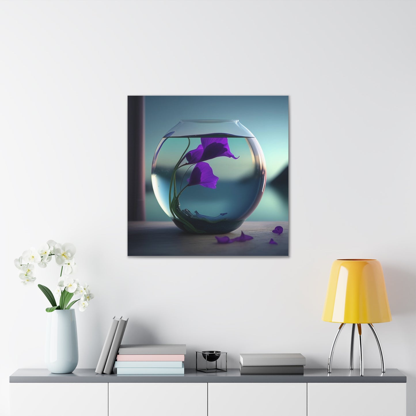 Canvas Gallery Wraps Purple Sweet pea in a vase 2