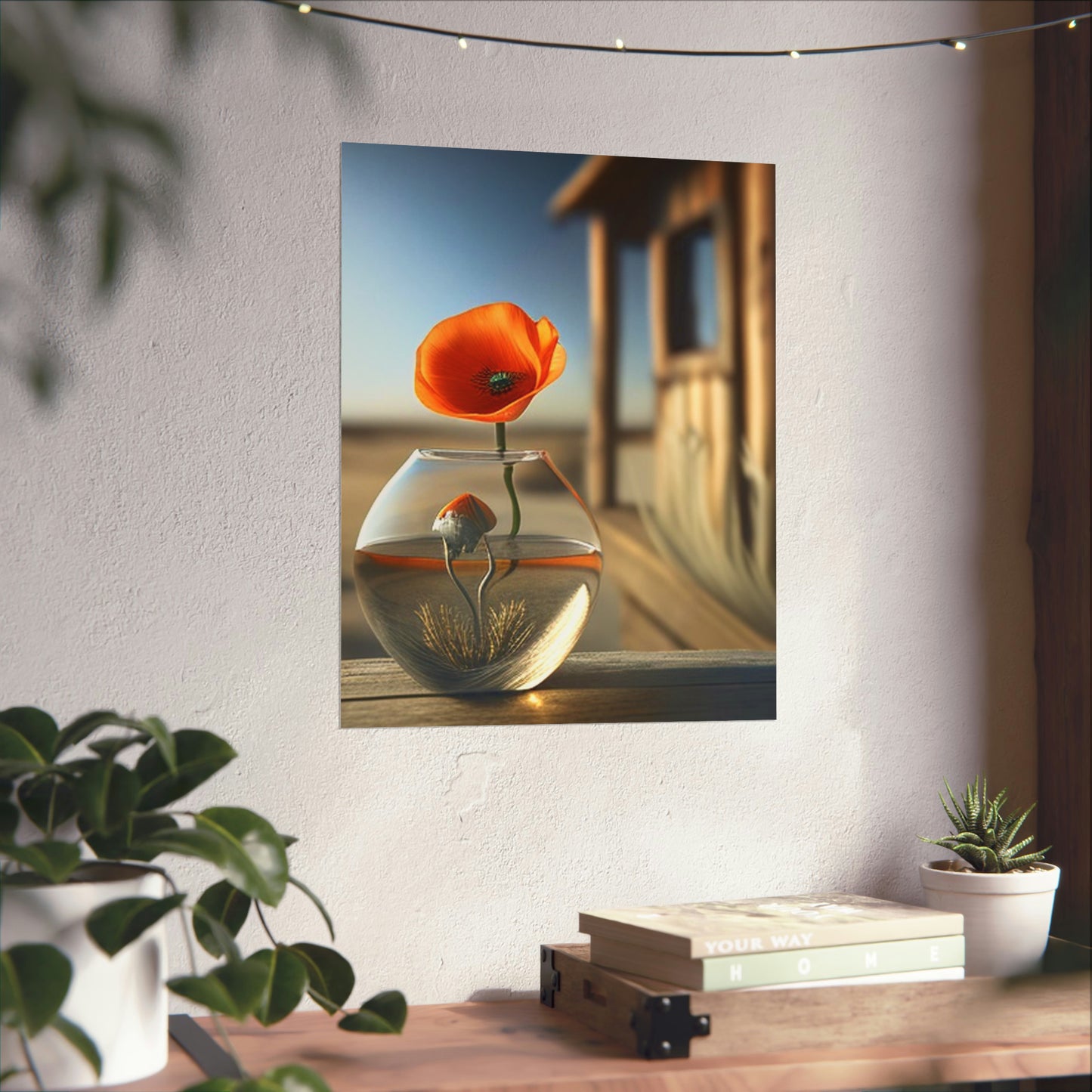 Premium Matte Vertical Posters Orange Poppy in a Vase 1