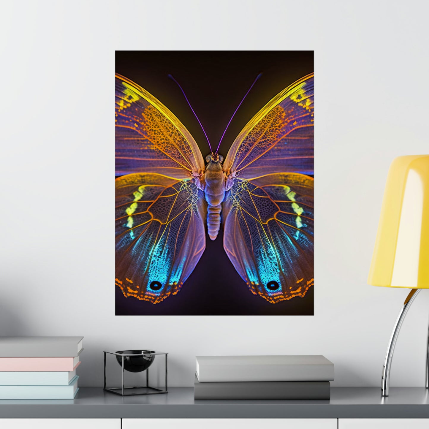 Premium Matte Vertical Posters Neon Butterfly Flair 2