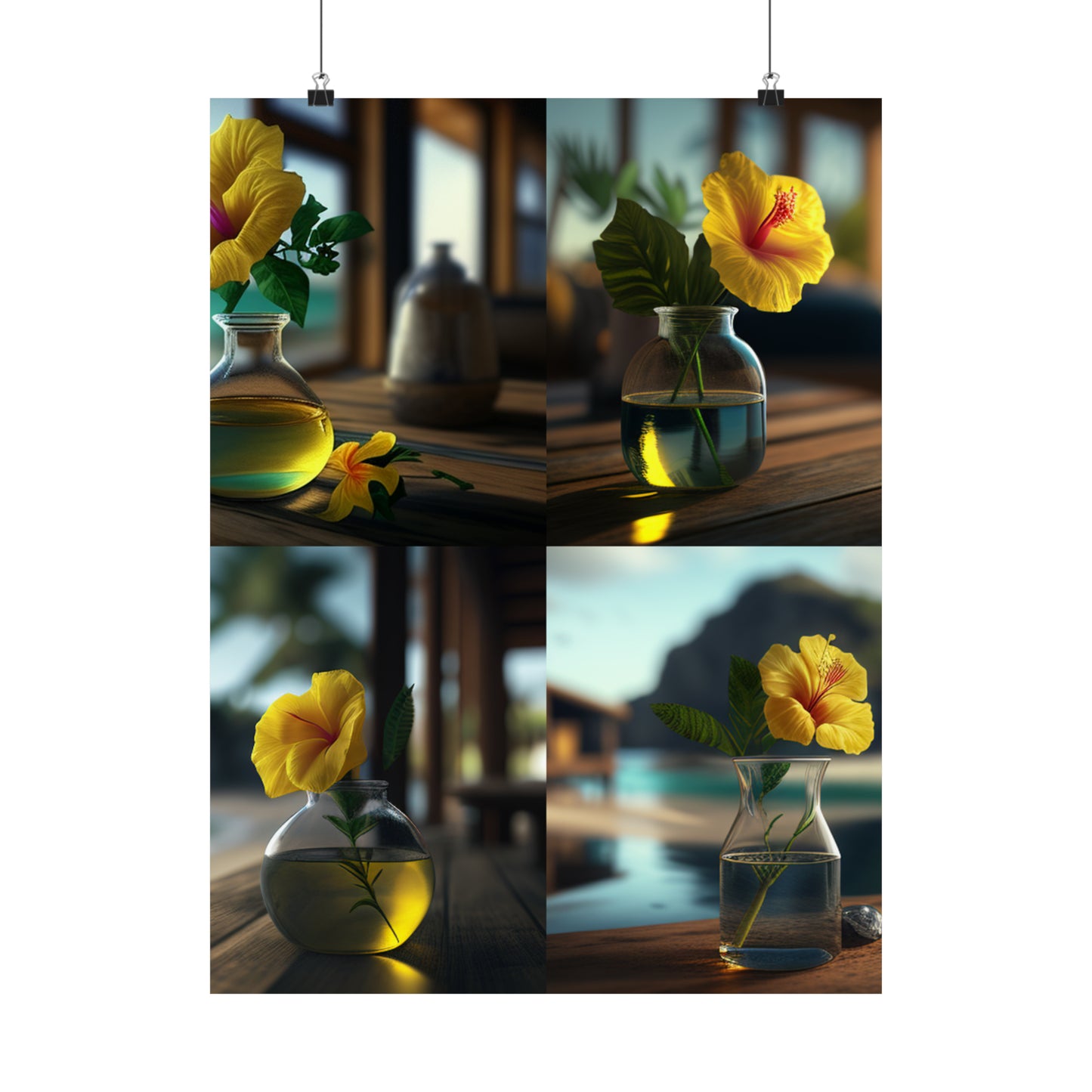 Premium Matte Vertical Posters Yellow Hibiscus Wood 5