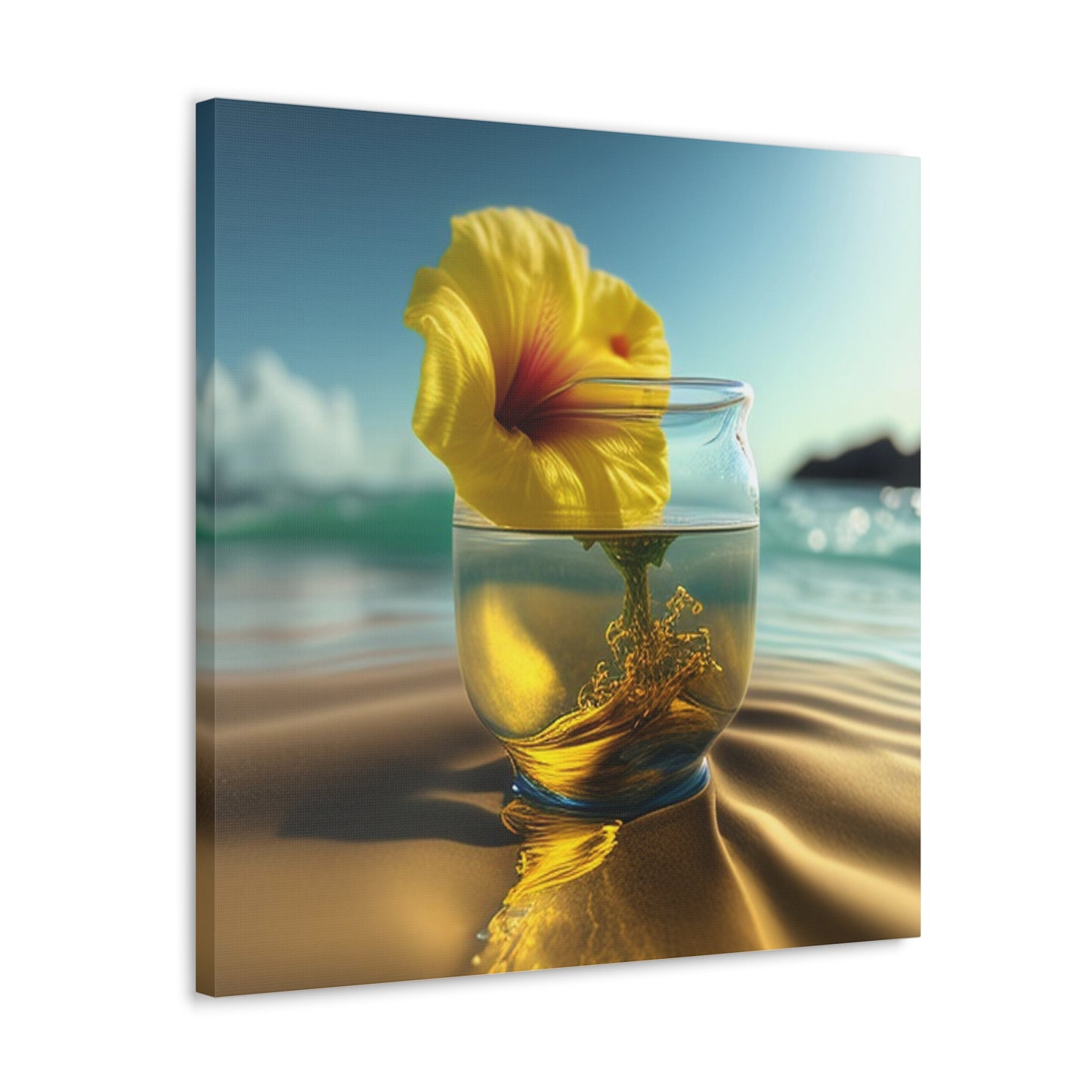 Canvas Gallery Wraps Yellow Hibiscus glass 1