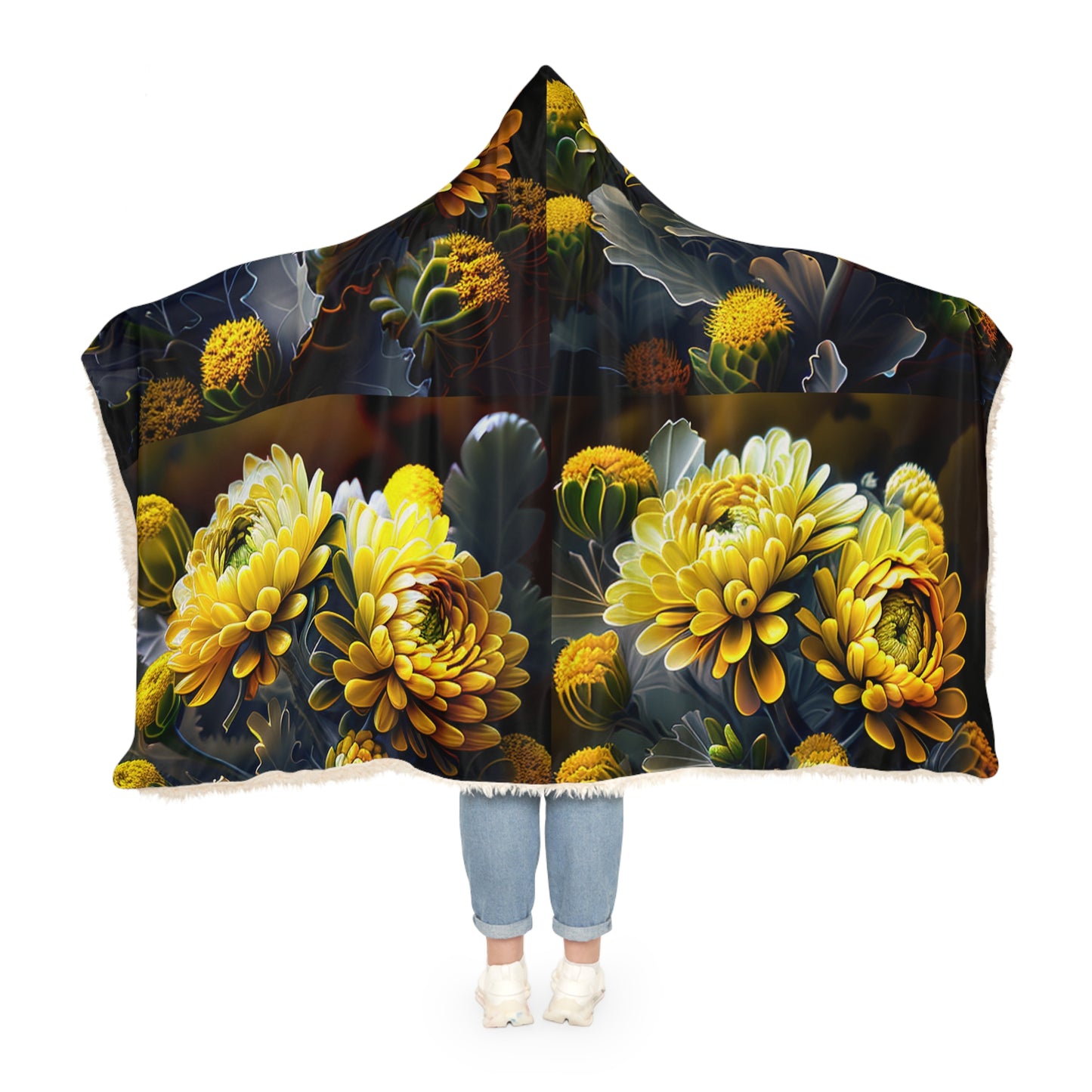 Snuggle Hooded Blanket Yellow Hermosas Flores Amarillas 5