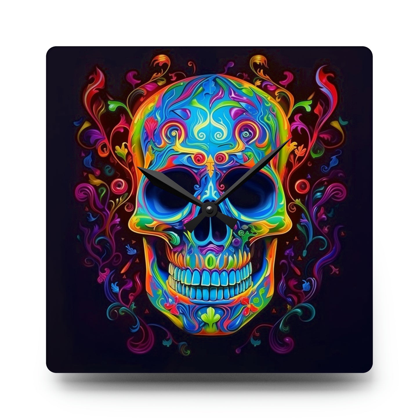 Acrylic Wall Clock Macro Skull Color 4