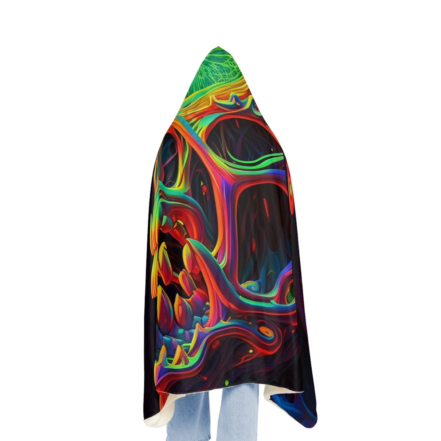 Snuggle Hooded Blanket Florescent Skull Death 1