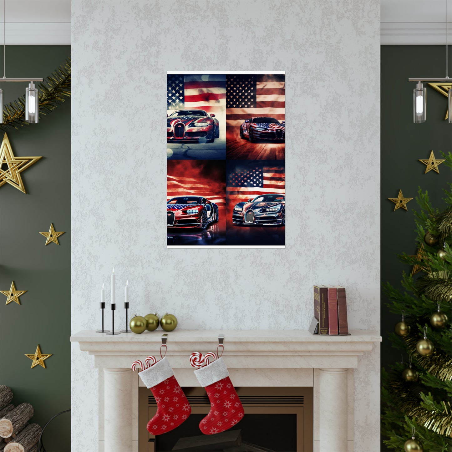 Premium Matte Vertical Posters Abstract American Flag Background Bugatti 5