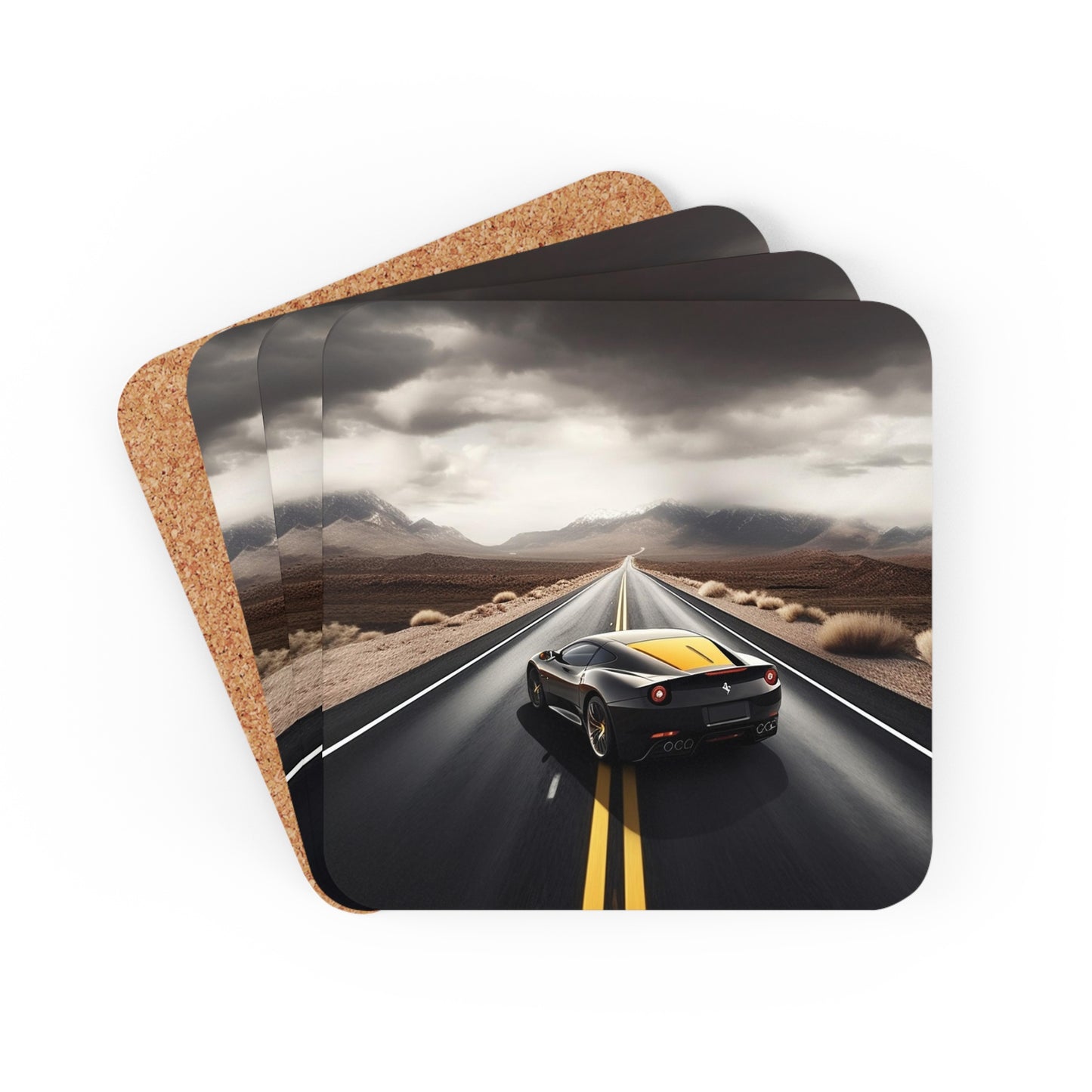 Corkwood Coaster Set Ferrari Road 4