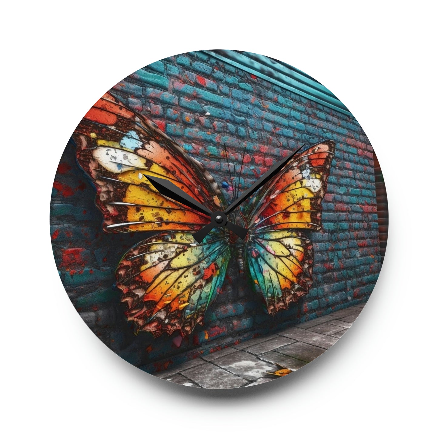 Acrylic Wall Clock Liquid Street Butterfly 2