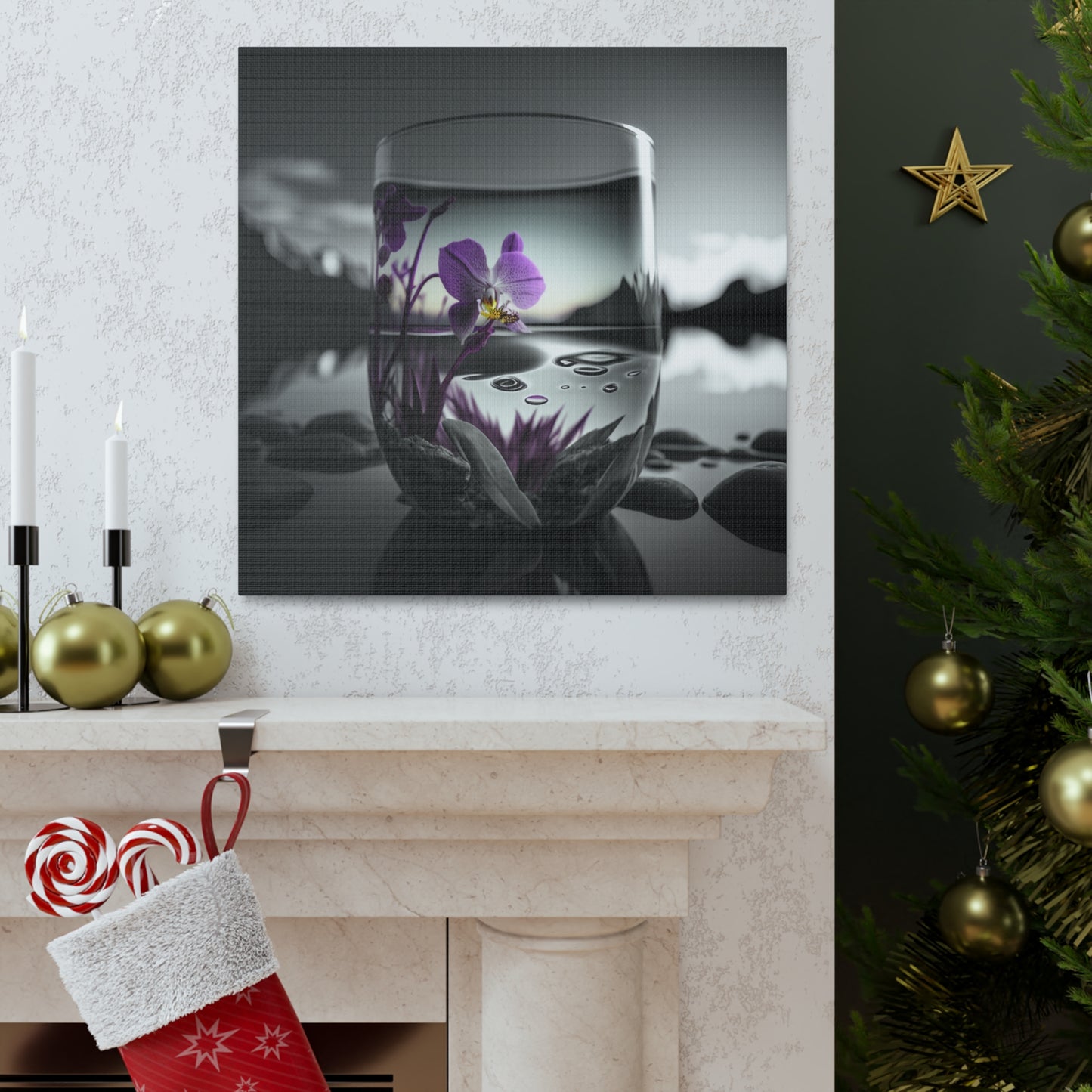 Canvas Gallery Wraps Purple Orchid Glass vase 2