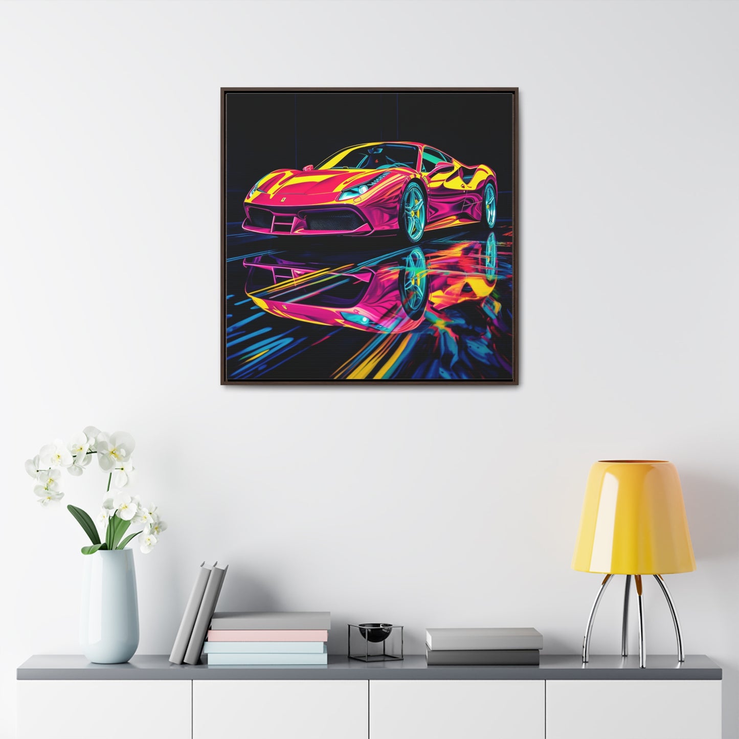 Gallery Canvas Wraps, Square Frame Pink Ferrari Macro 1