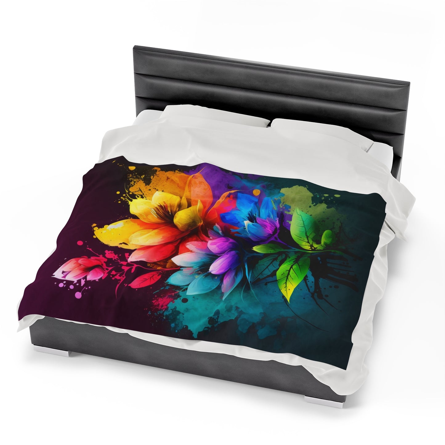 Velveteen Plush Blanket Bright Spring Flowers 3