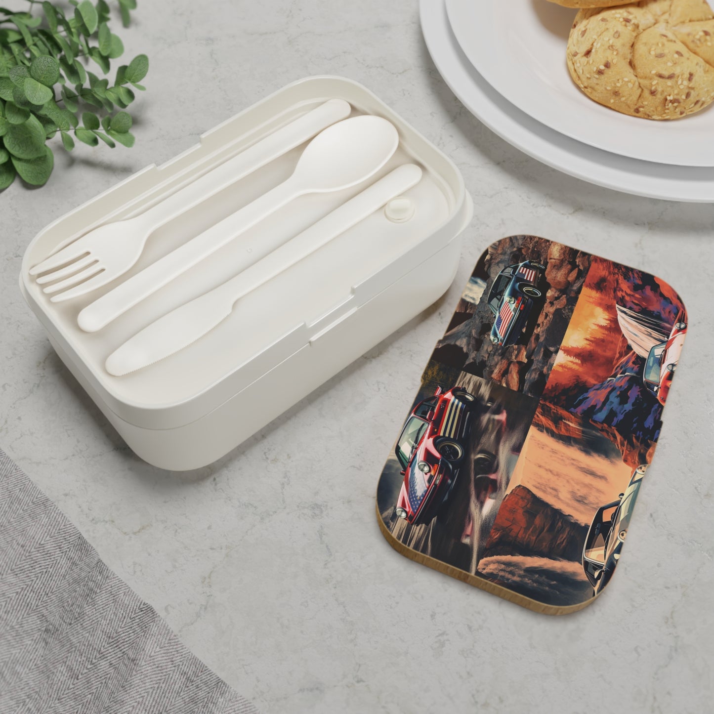 Bento Lunch Box American Flag Porsche Abstract 5