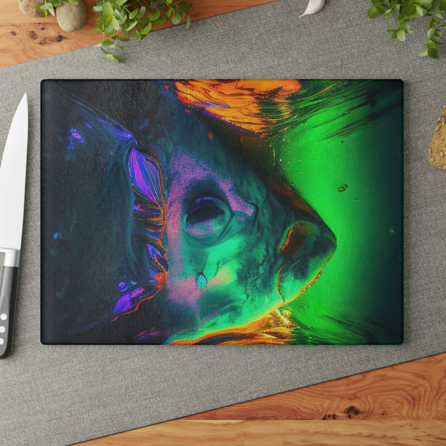 Glass Cutting Board Florescent Glow 1