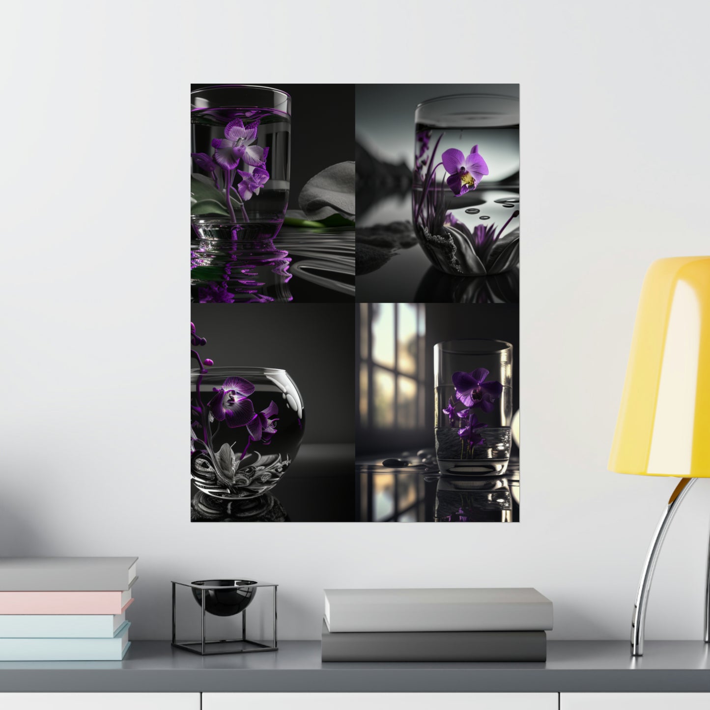 Premium Matte Vertical Posters Purple Orchid Glass vase 5