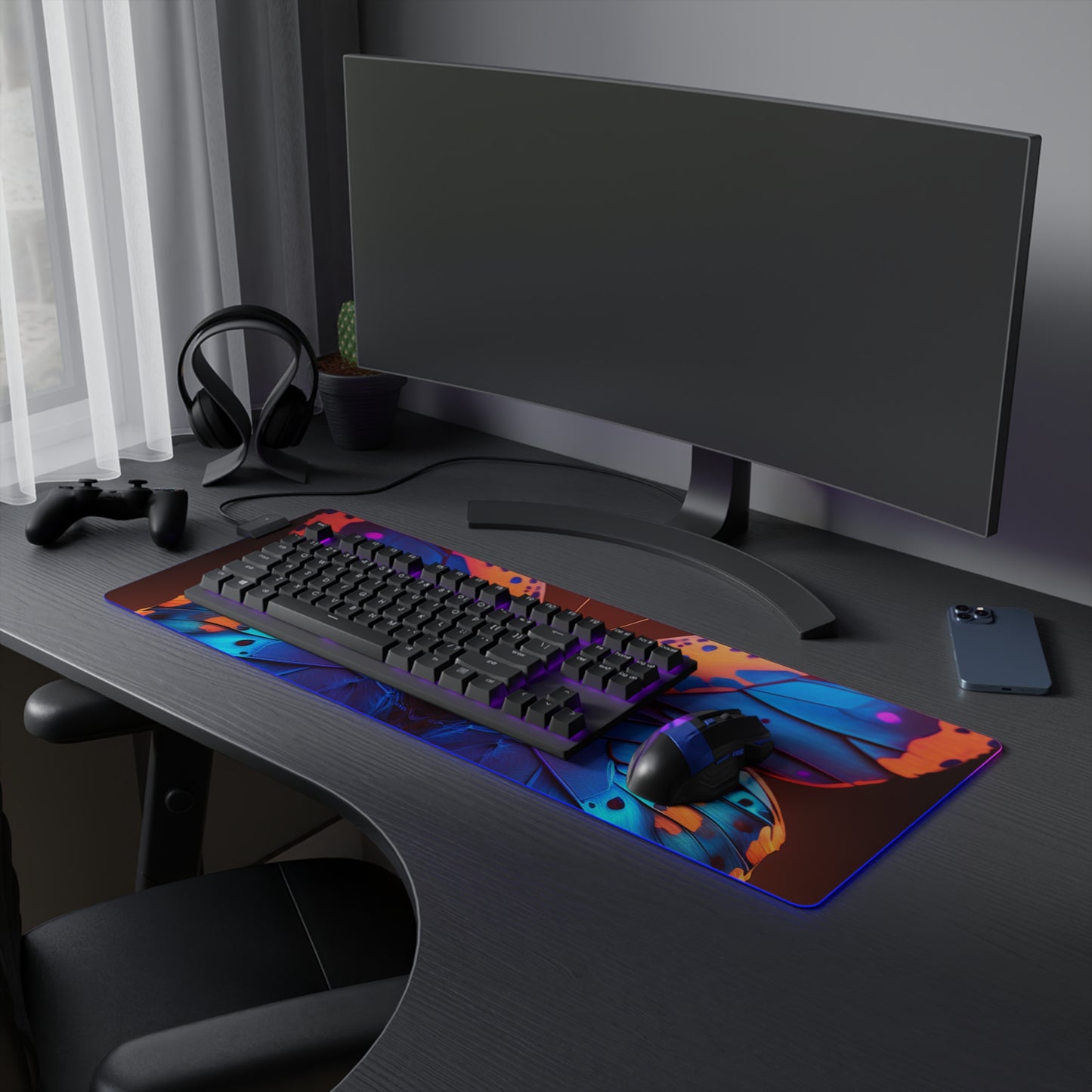 LED Gaming Mouse Pad Neon Butterfly Macro 3