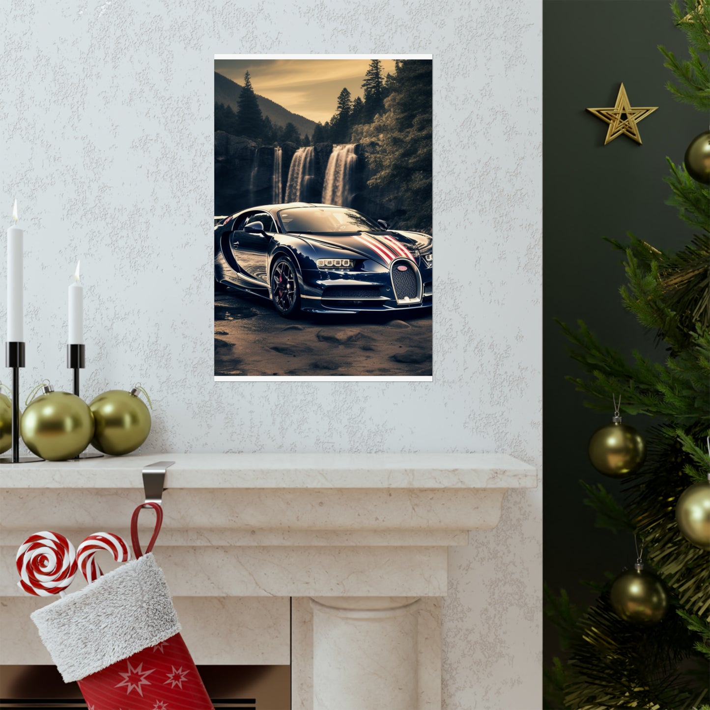 Premium Matte Vertical Posters Bugatti Waterfall 2