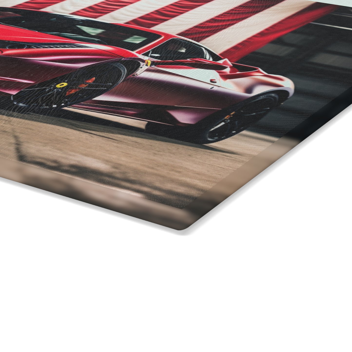 Glass Cutting Board American Flag Background Ferrari 3