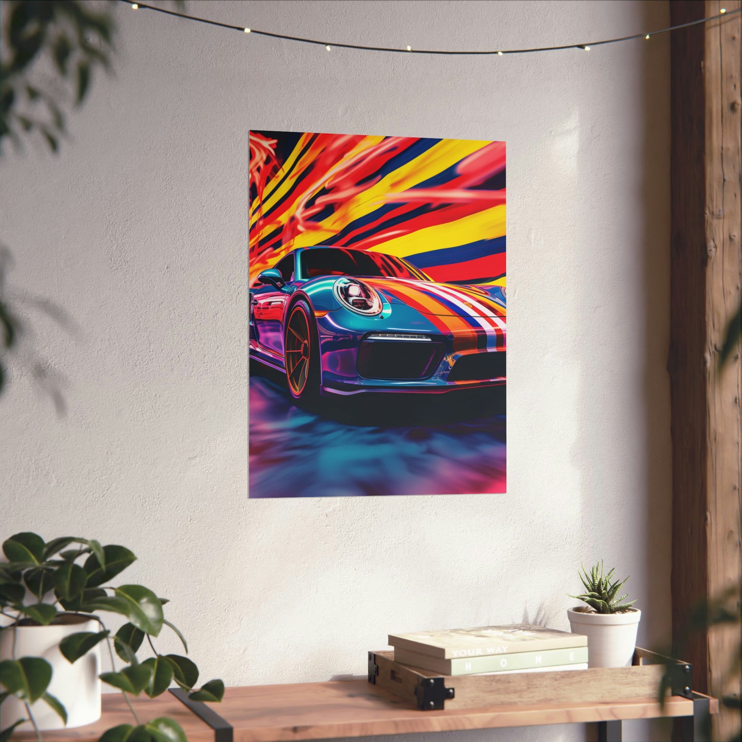 Premium Matte Vertical Posters Macro American Flag Porsche 2