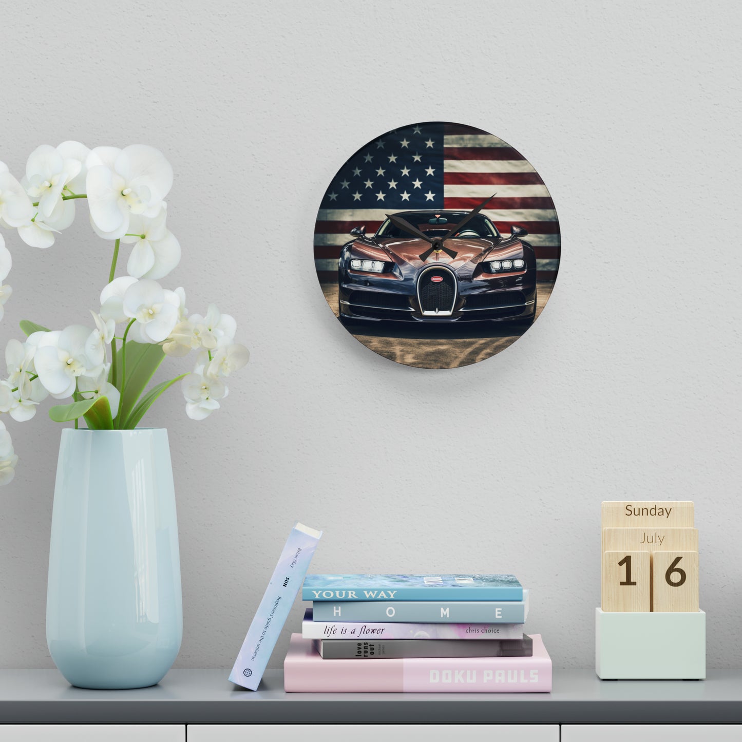 Acrylic Wall Clock Bugatti Flag 4