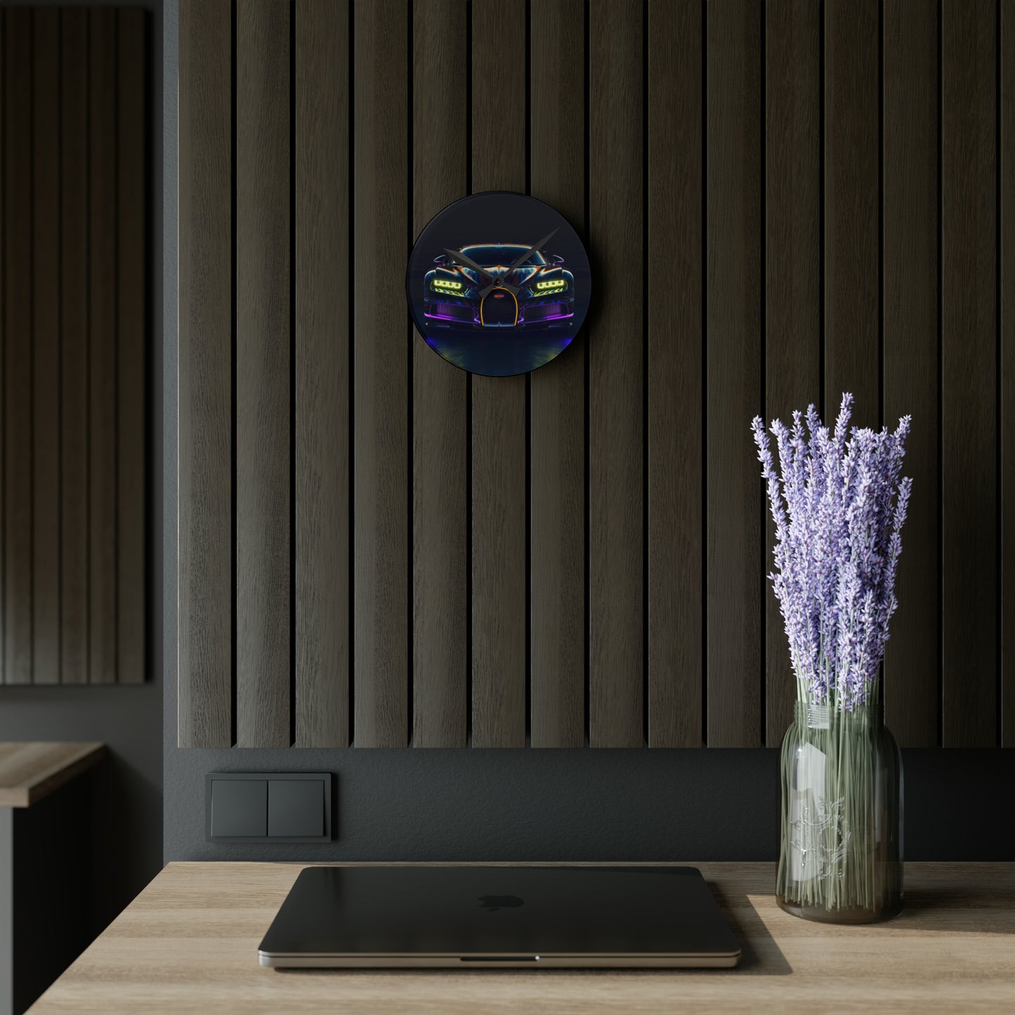 Acrylic Wall Clock Hyper Bugatti Chiron 3