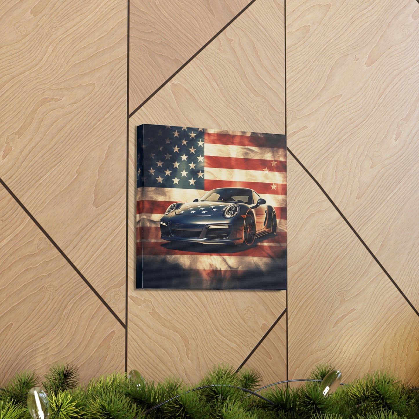 Canvas Gallery Wraps Abstract American Flag Background Porsche 3