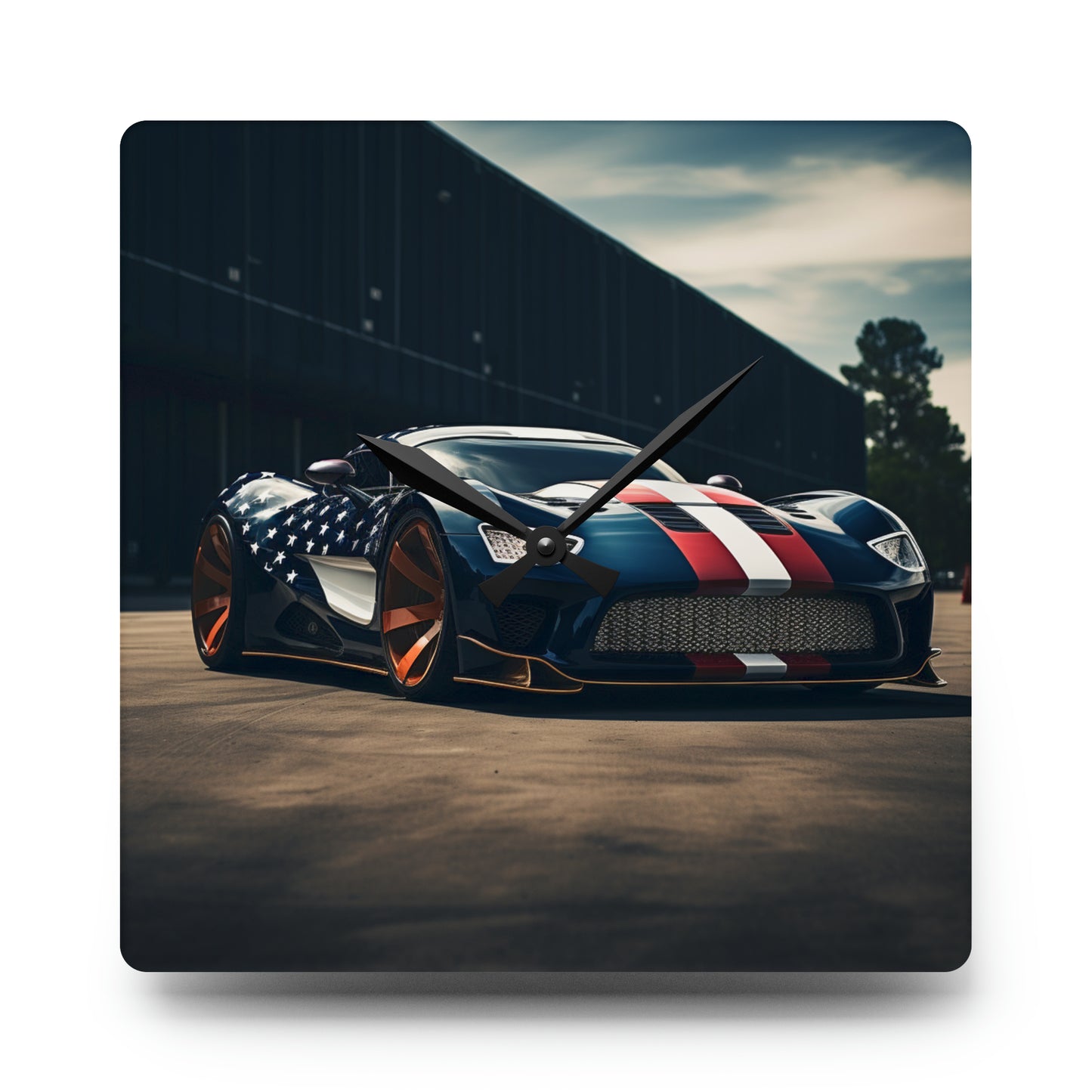 Acrylic Wall Clock Bugatti Flag American 2