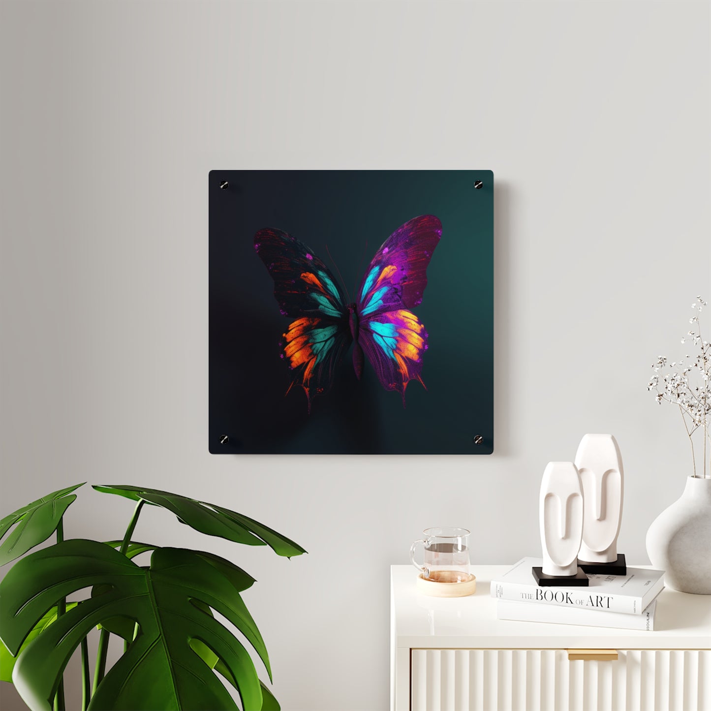 Acrylic Wall Art Panels Hyper Colorful Butterfly Purple 2