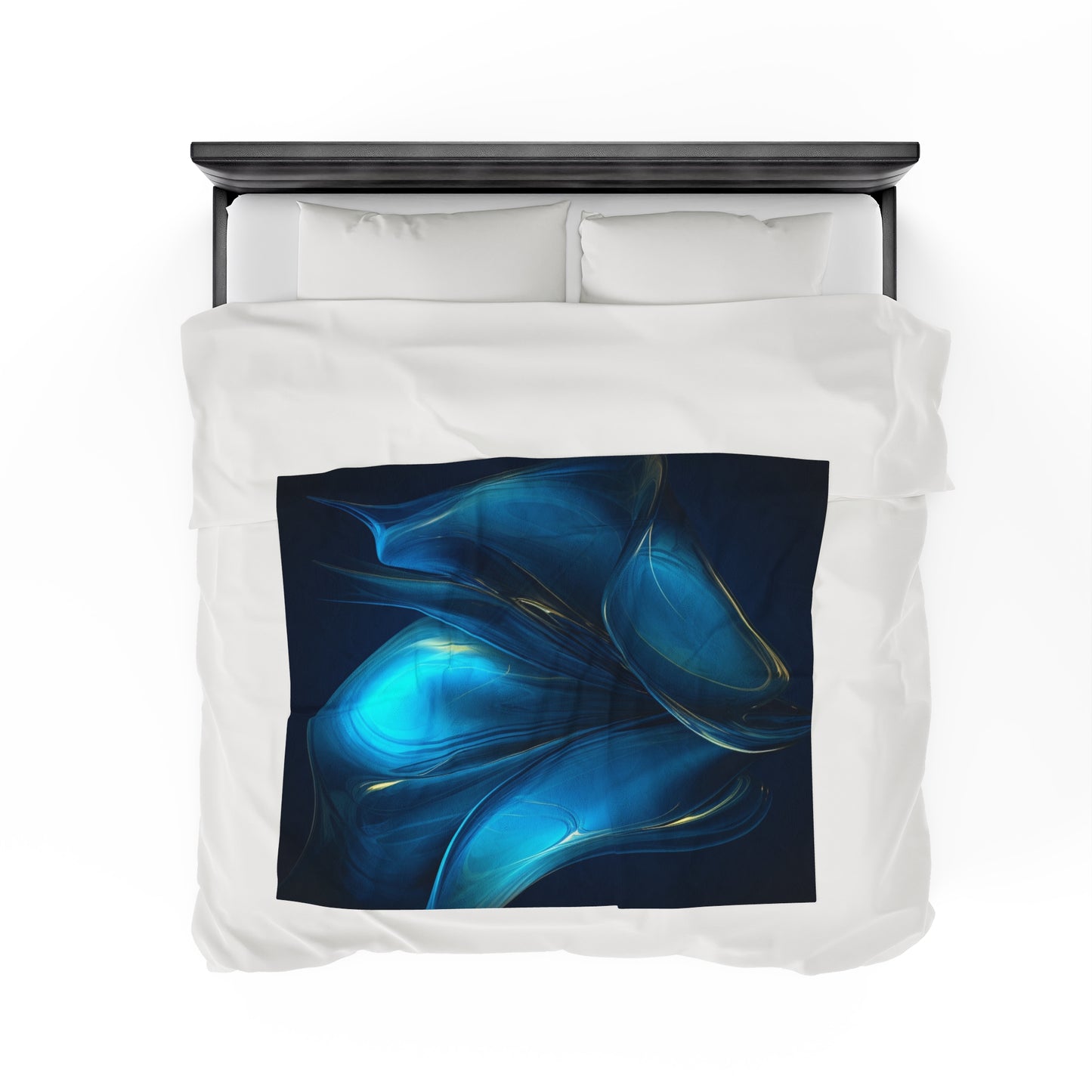 Velveteen Plush Blanket Abstract Blue Tulip 2