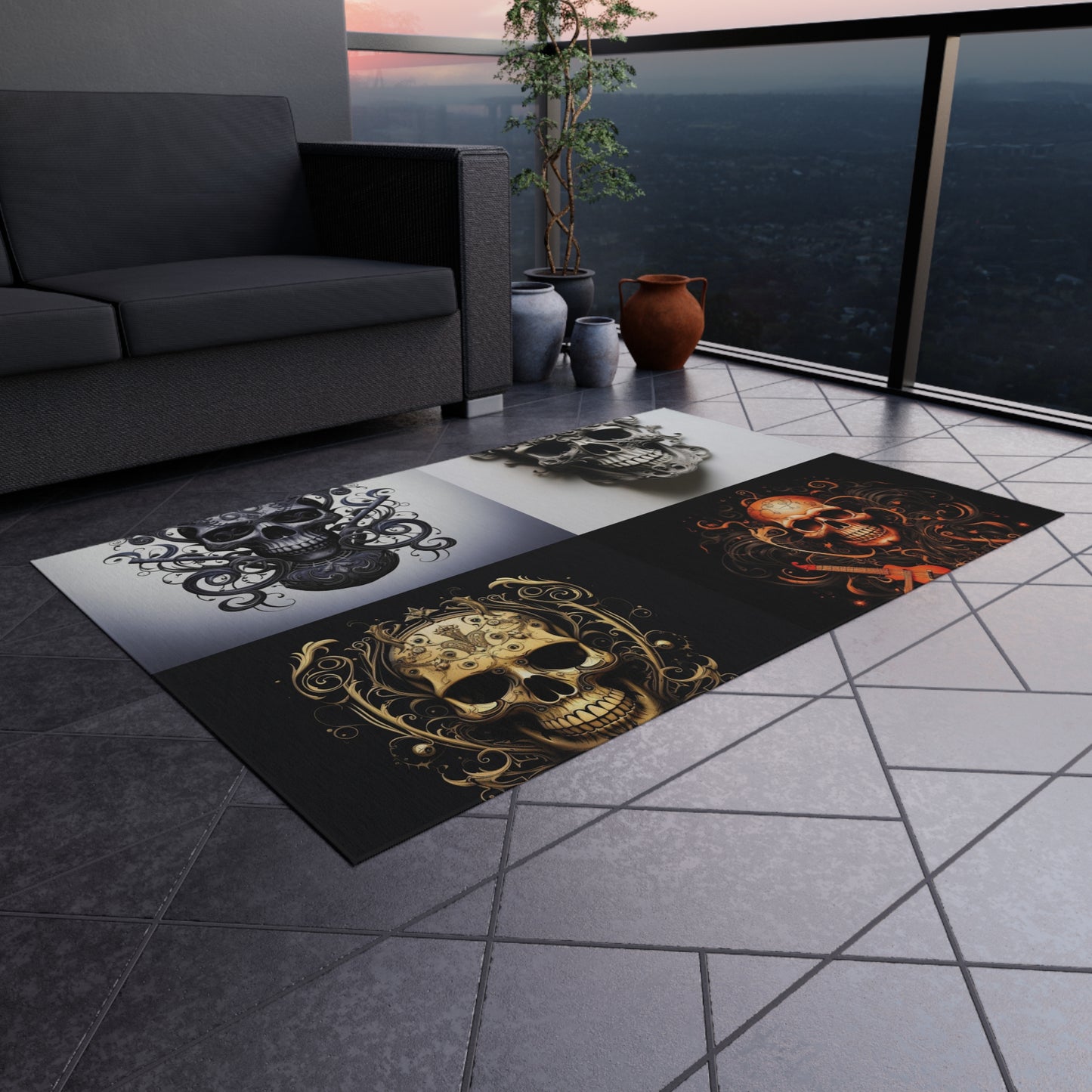 Outdoor Rug  Skull Treble Clef 5