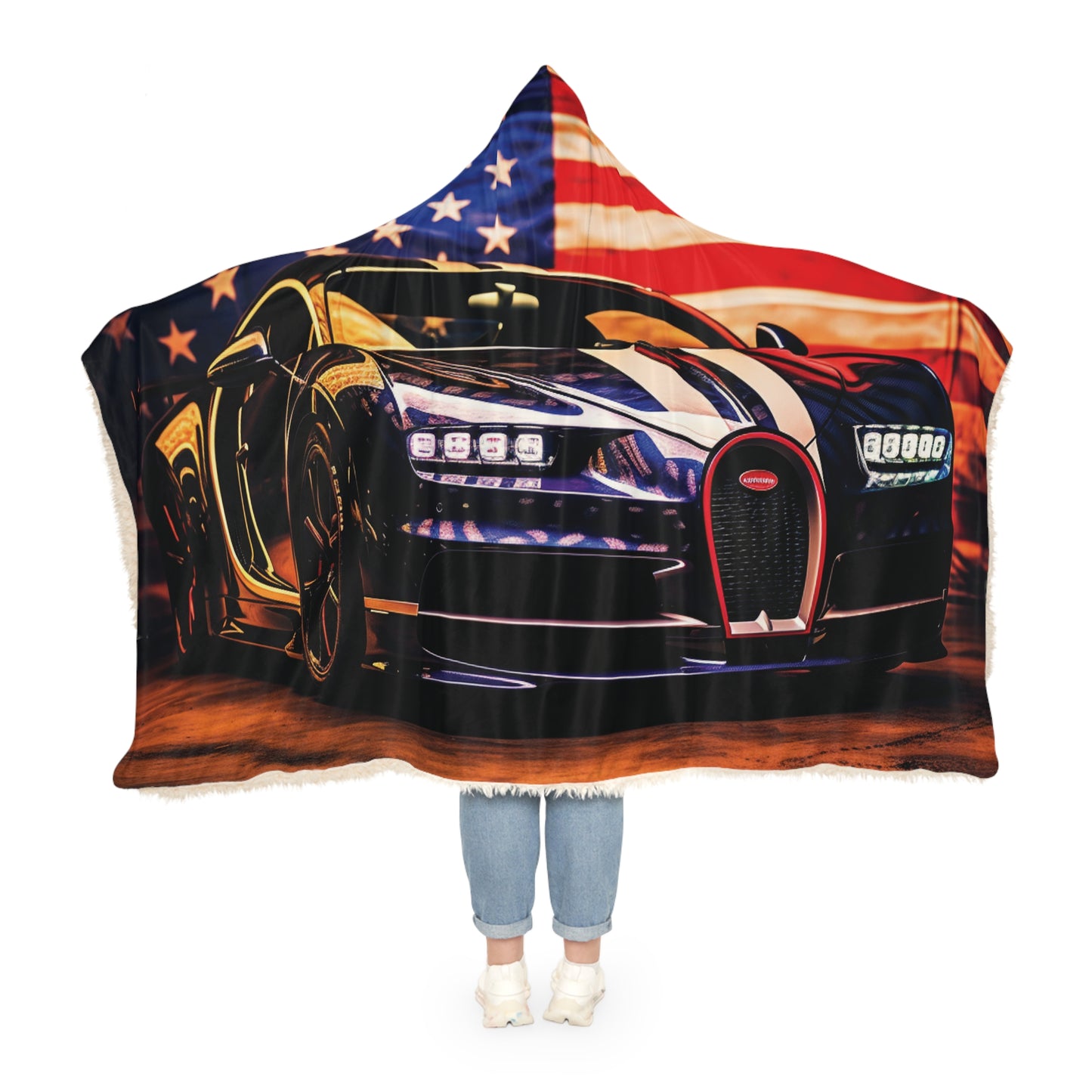 Snuggle Hooded Blanket Macro Bugatti American Flag 4