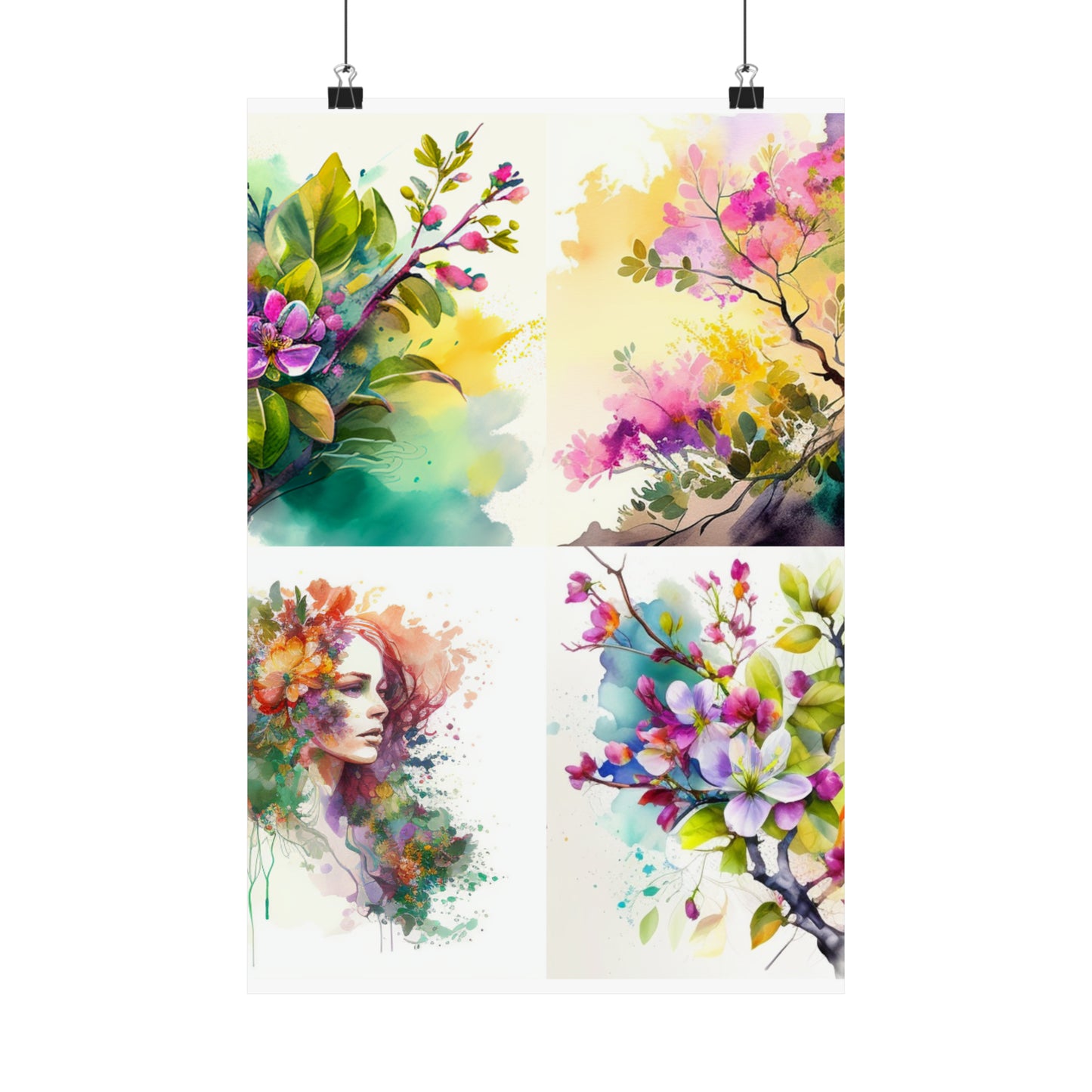 Premium Matte Vertical Posters Mother Nature Bright Spring Colors Realistic Watercolor 5