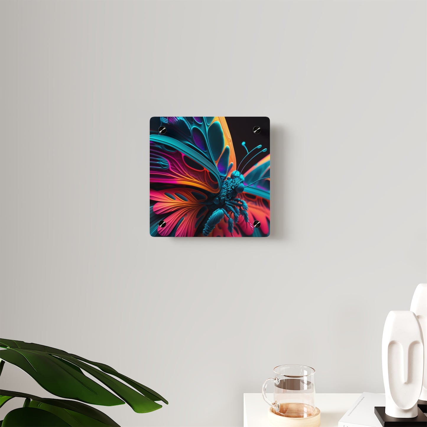 Acrylic Wall Art Panels Neon Butterfly Macro 4