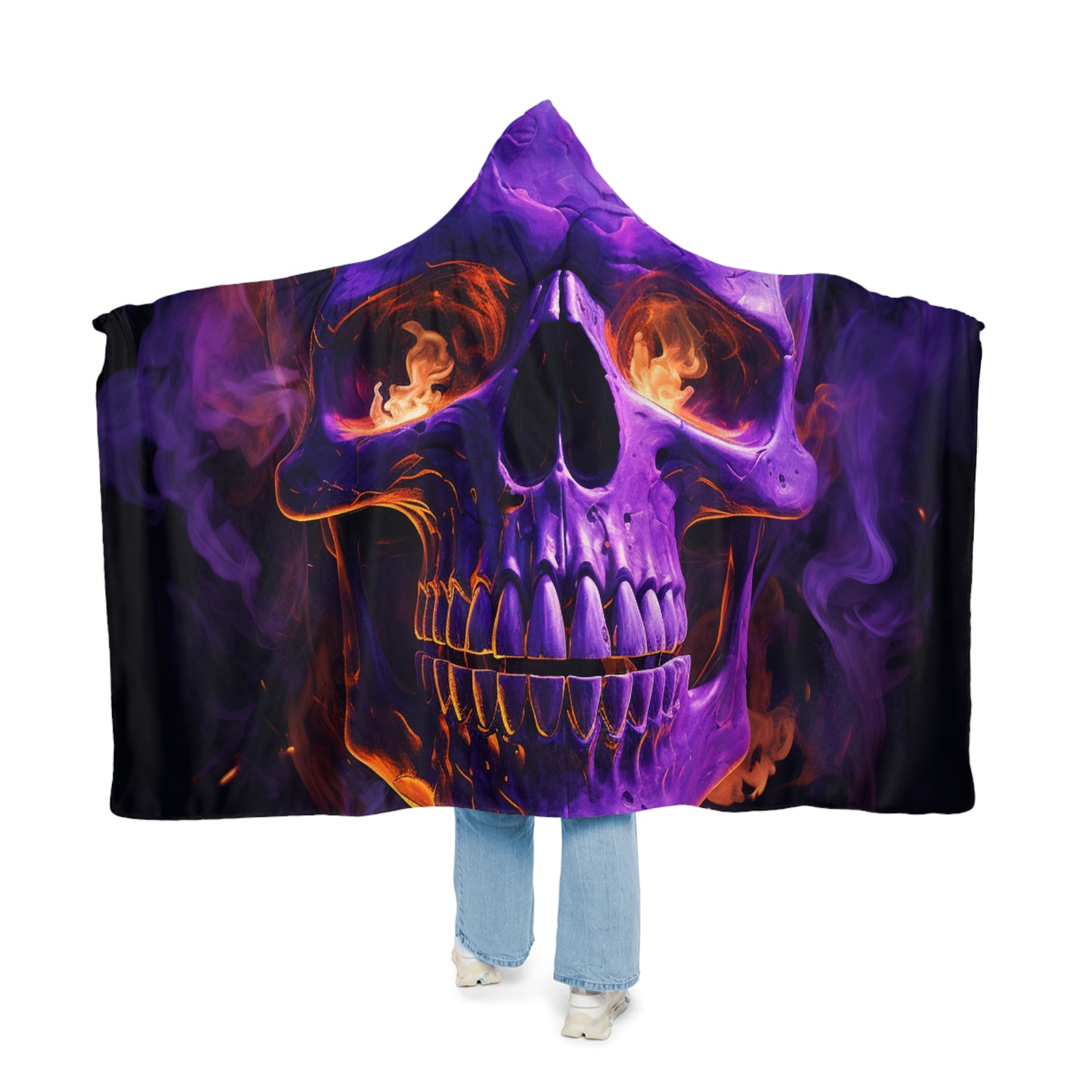 Snuggle Hooded Blanket Skull Flames 1