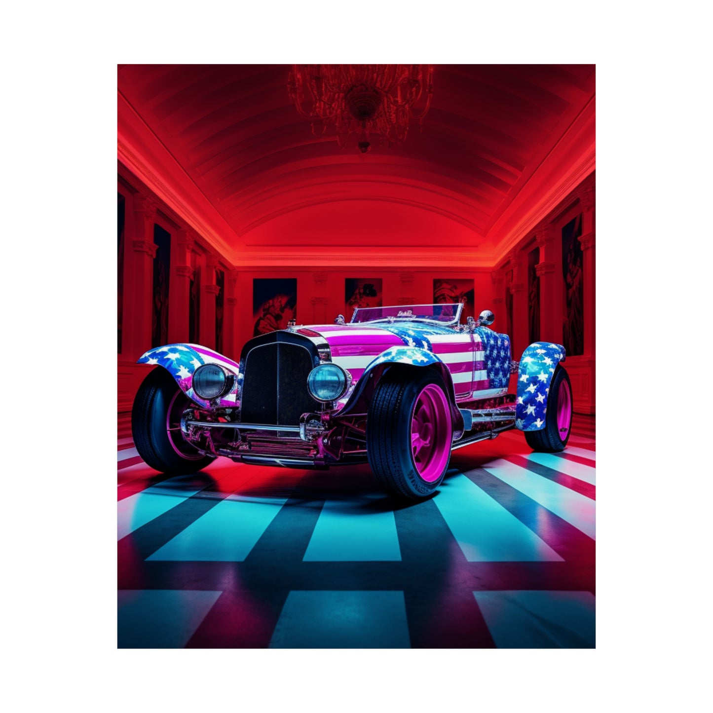 Premium Matte Vertical Posters Macro Bugatti American Flag 3