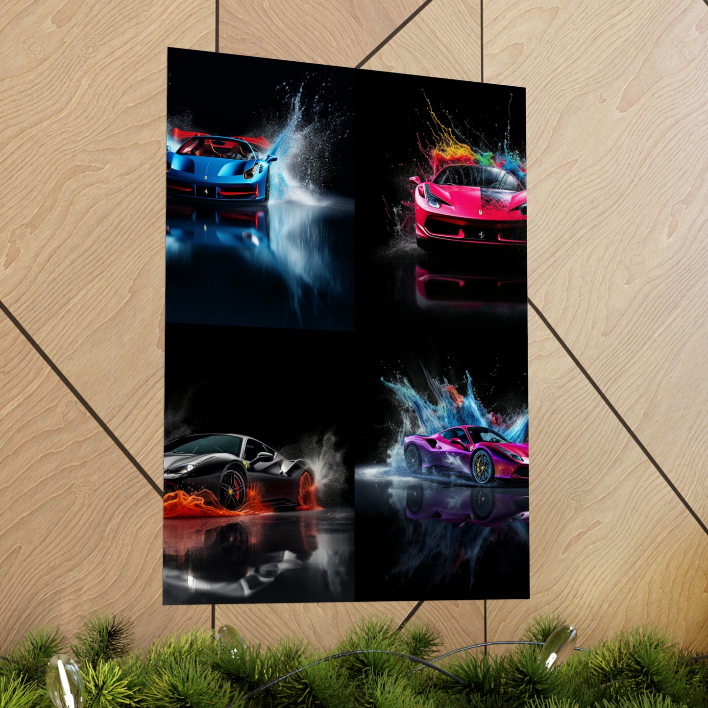 Premium Matte Vertical Posters Ferrari Water Splash 5