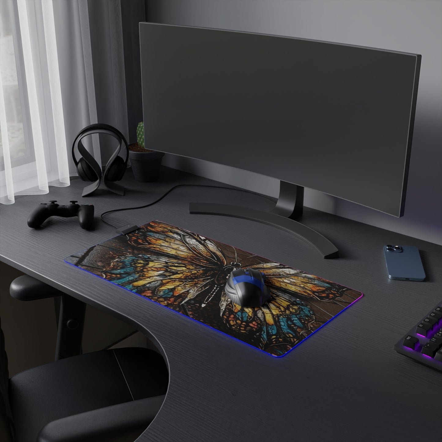 LED Gaming Mouse Pad Water Butterfly Street 1