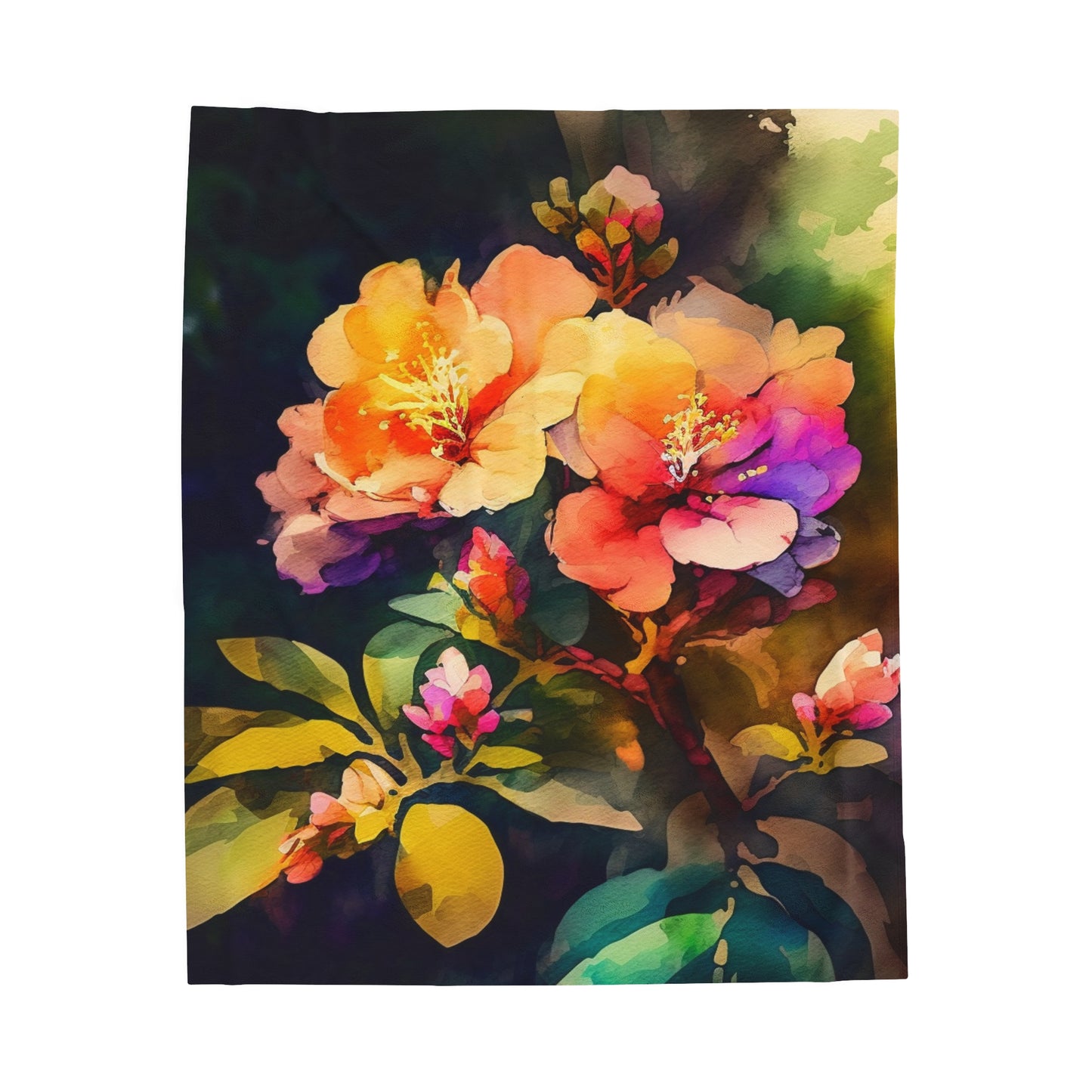 Velveteen Plush Blanket Bright Spring Flowers 2