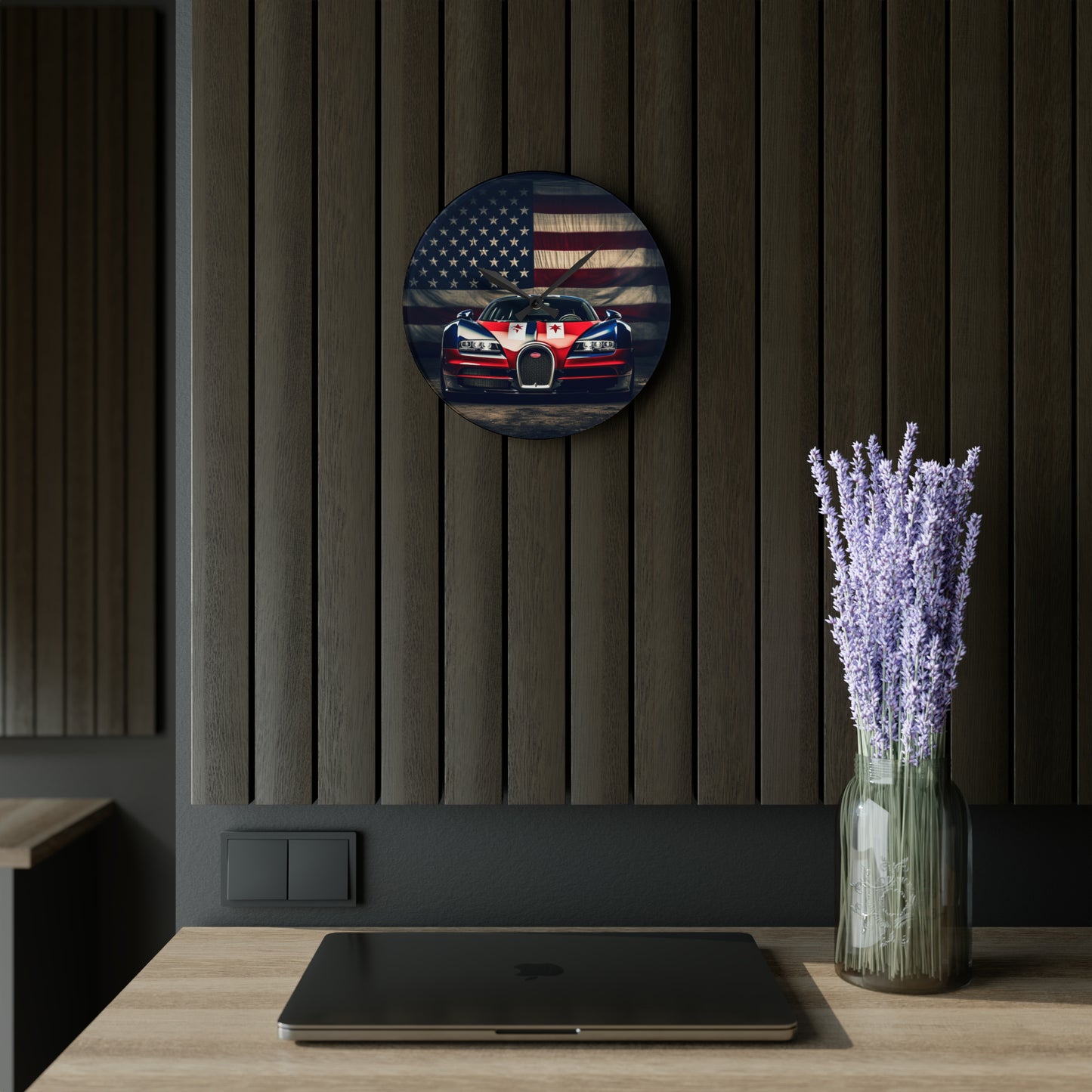 Acrylic Wall Clock Bugatti American Flag 3