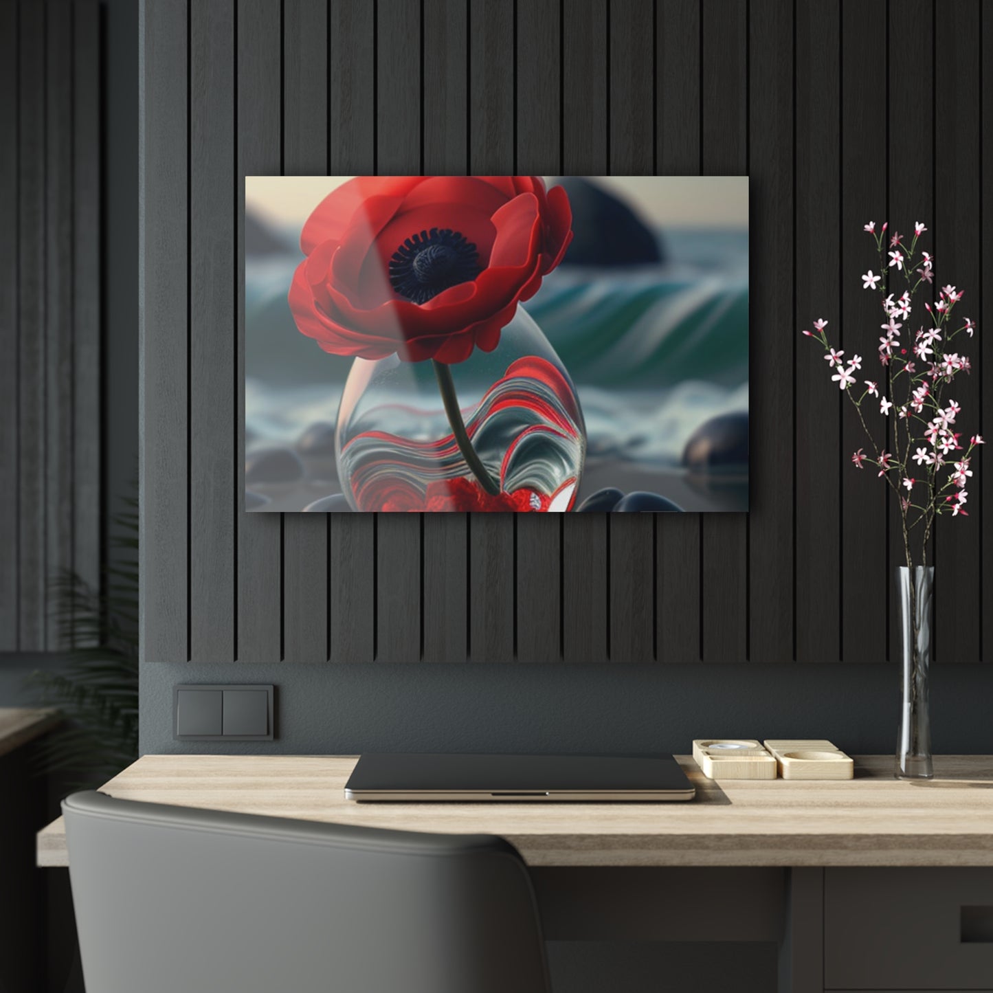 Acrylic Prints Red Anemone in a Vase 1