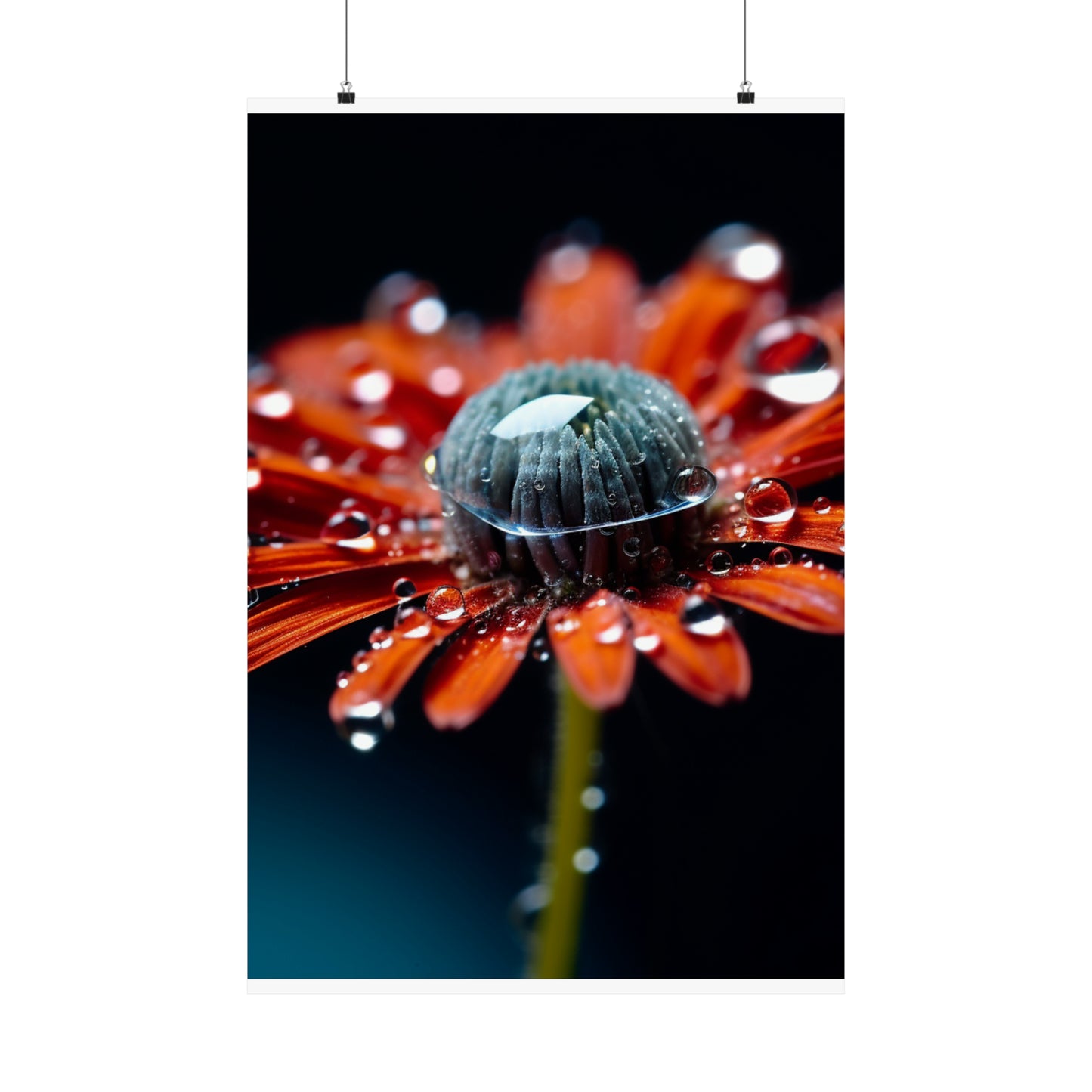 Premium Matte Vertical Posters Water drop Macro Flower 1